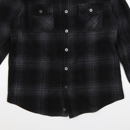 Freedom Foundry Men’s Black Grey Plaid Flannel Button-Up Shirt M