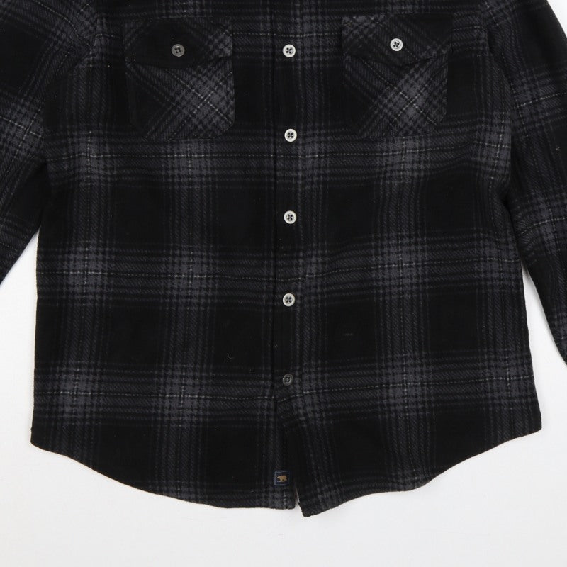 Freedom Foundry Men’s Black Grey Plaid Flannel Button-Up Shirt M