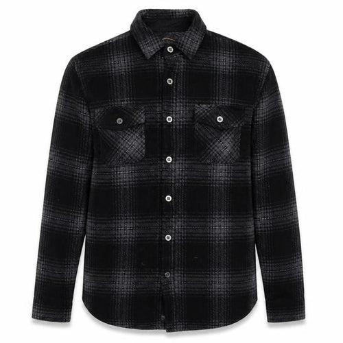 Freedom Foundry Men’s Black Grey Plaid Flannel Button-Up Shirt M
