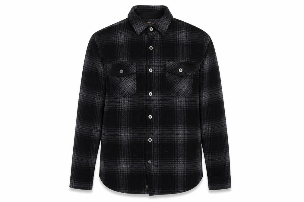 Freedom Foundry Men’s Black Grey Plaid Flannel Button-Up Shirt M