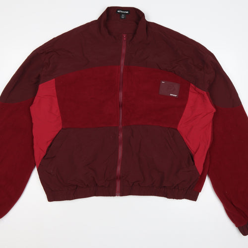 PrettyLittleThing Women Red XL Colour Block Fleece Bomber Jacket