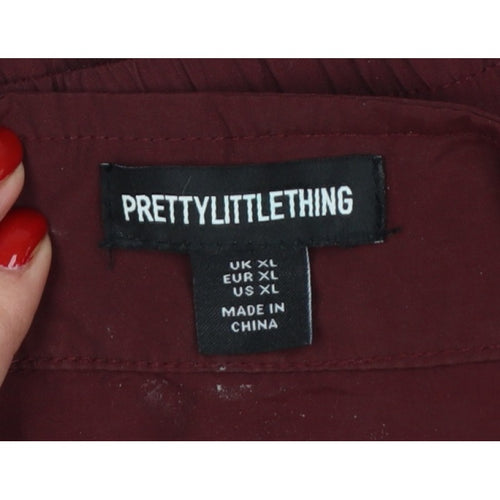 PrettyLittleThing Women Red XL Colour Block Fleece Bomber Jacket