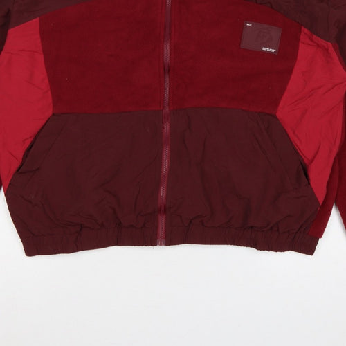 PrettyLittleThing Women Red XL Colour Block Fleece Bomber Jacket