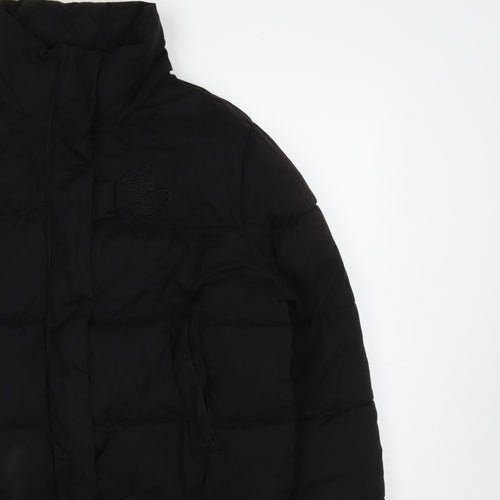SDNY Women’s Black UK 12 Short Puffer Jacket Logo Zip Padded