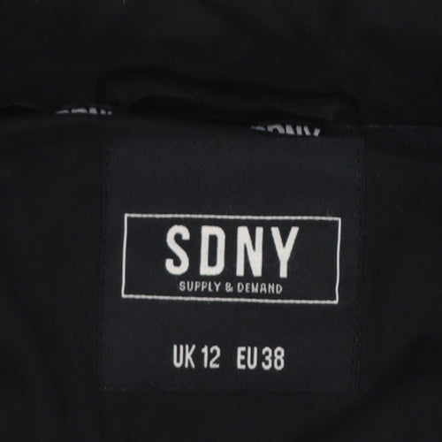 SDNY Women’s Black UK 12 Short Puffer Jacket Logo Zip Padded