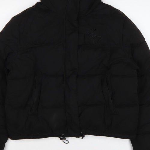 SDNY Women’s Black UK 12 Short Puffer Jacket Logo Zip Padded