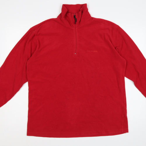Trespass Men’s Red L 1/4 Zip Fleece Pullover Sweatshirt Hiking