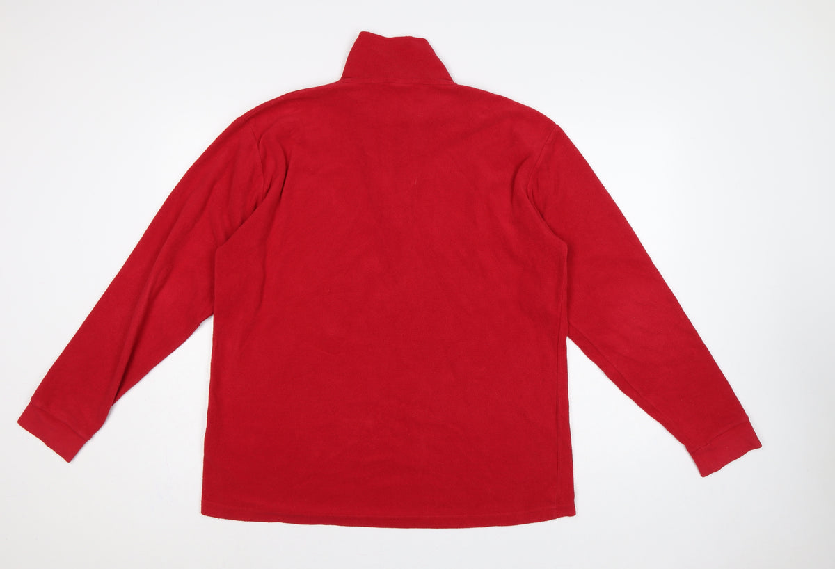 Trespass Men’s Red L 1/4 Zip Fleece Pullover Sweatshirt Hiking
