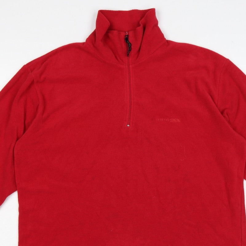 Trespass Men’s Red L 1/4 Zip Fleece Pullover Sweatshirt Hiking