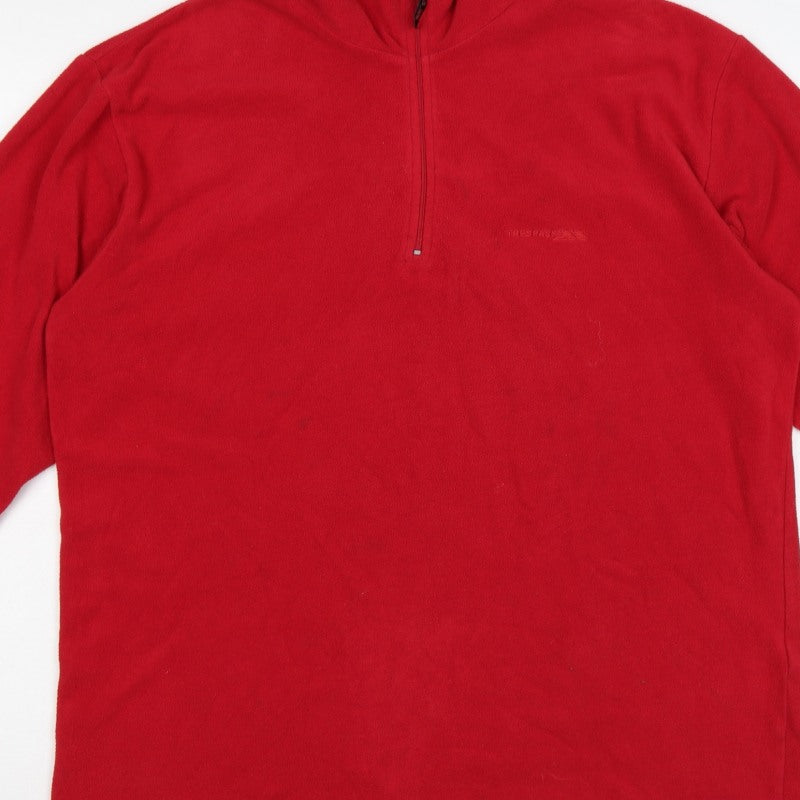 Trespass Men’s Red L 1/4 Zip Fleece Pullover Sweatshirt Hiking