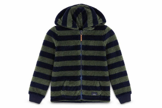 Joules Boys Green Navy Striped Hooded Fleece Jacket Age 10 Years