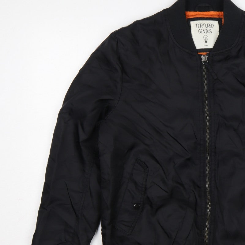 Tortured Genius Men's Black L Nylon Padded Bomber Jacket