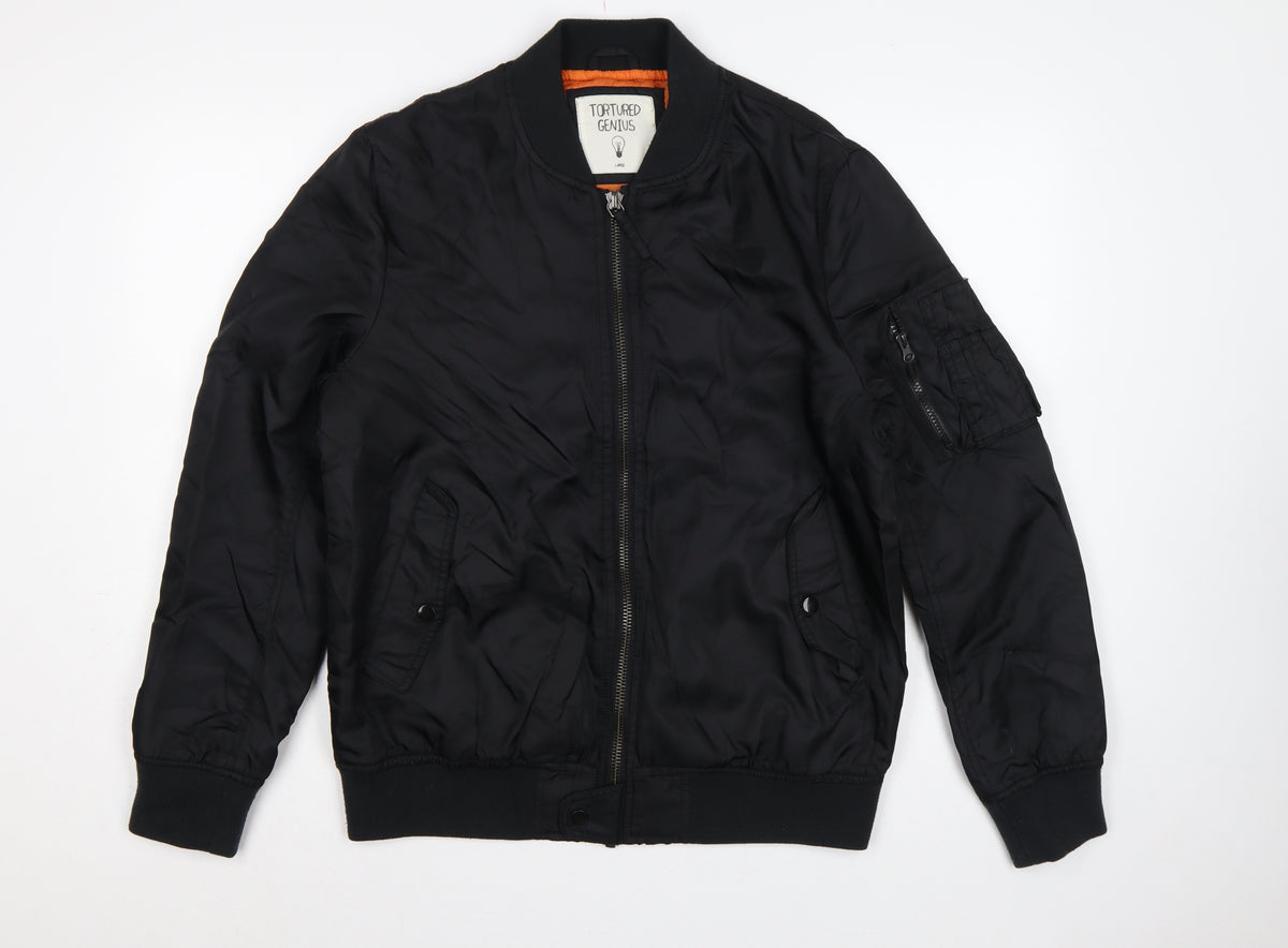 Tortured Genius Men's Black L Nylon Padded Bomber Jacket