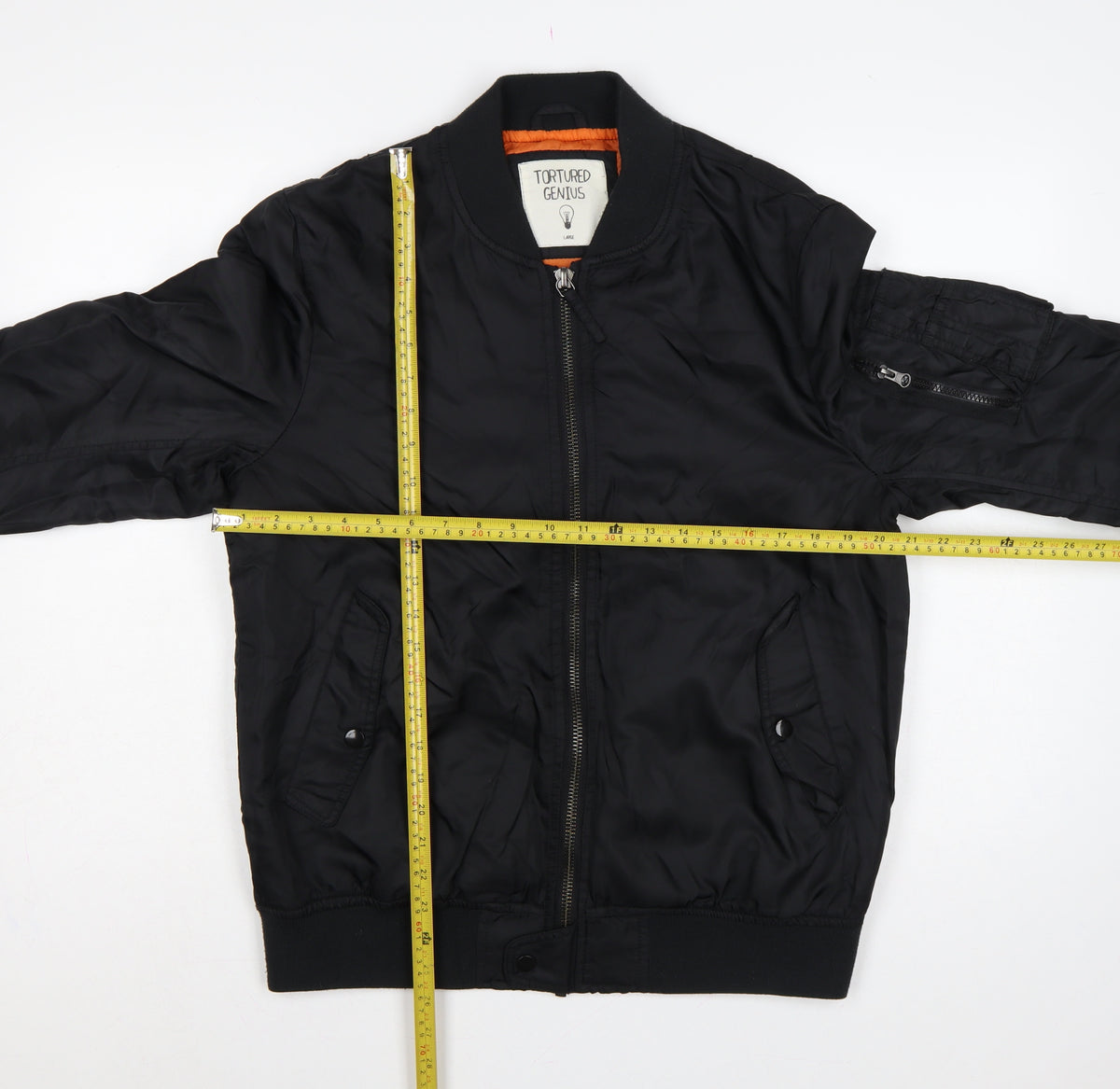 Tortured Genius Men's Black L Nylon Padded Bomber Jacket