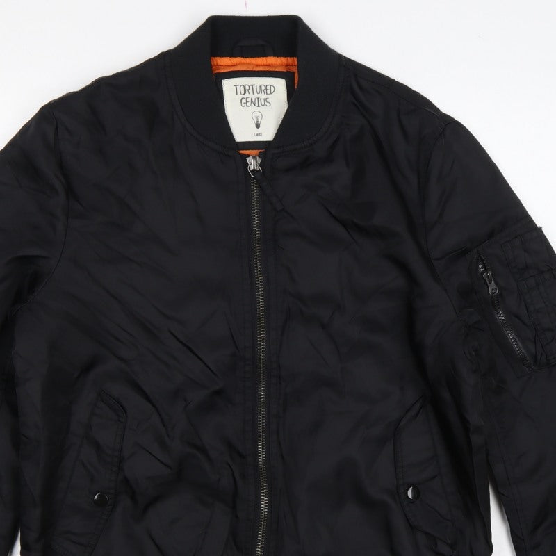 Tortured Genius Men's Black L Nylon Padded Bomber Jacket