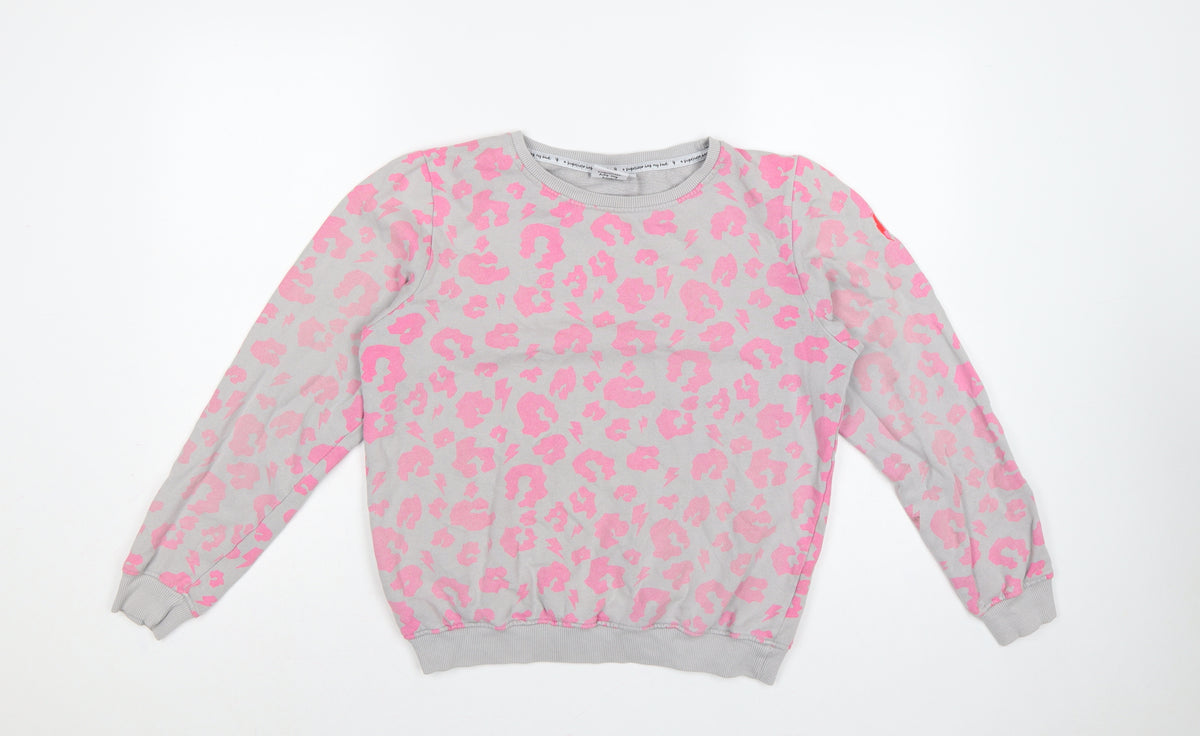 Back view of Scamp & Dude Women’s Grey Pink S Leopard Lightning Sweatshirt