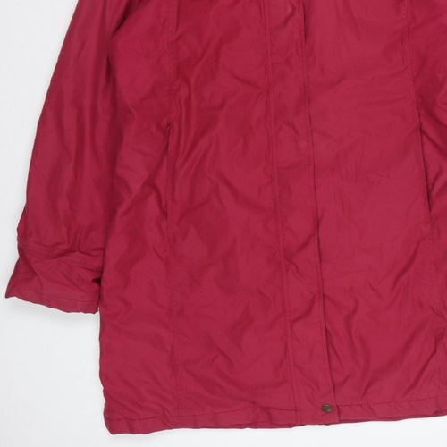 Jack Murphy Women Red UK 14 Hooded Long Parka Coat Padded Floral Lining