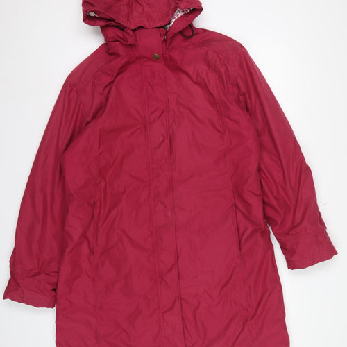 Jack Murphy Women Red UK 14 Hooded Long Parka Coat Padded Floral Lining