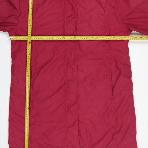 Jack Murphy Women Red UK 14 Hooded Long Parka Coat Padded Floral Lining