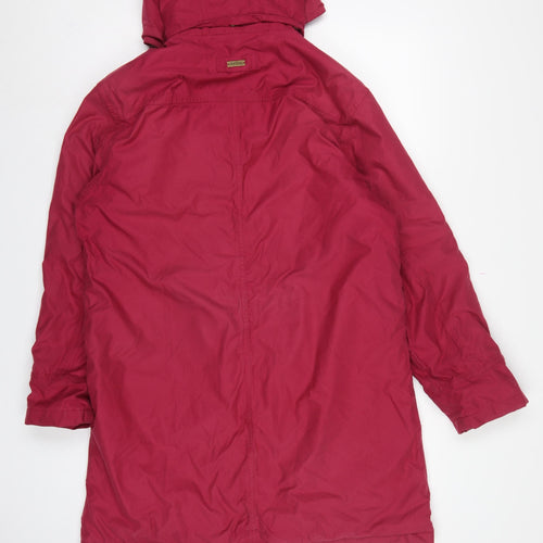 Jack Murphy Women Red UK 14 Hooded Long Parka Coat Padded Floral Lining