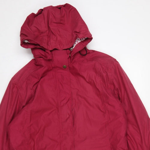 Jack Murphy Women Red UK 14 Hooded Long Parka Coat Padded Floral Lining