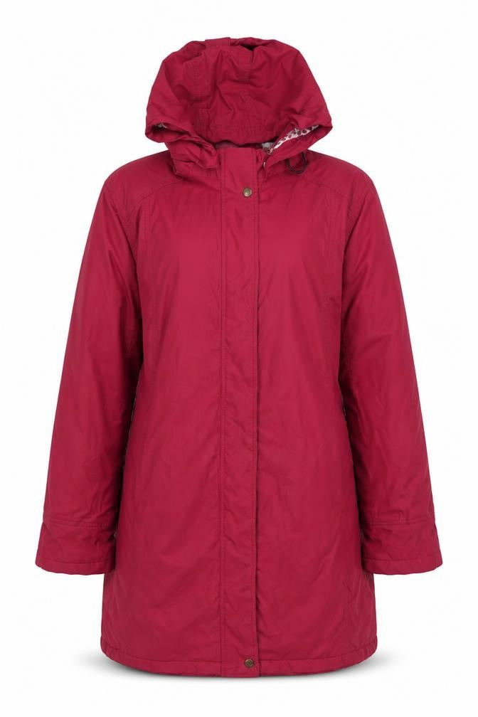 Jack Murphy Women Red UK 14 Hooded Long Parka Coat Padded Floral Lining