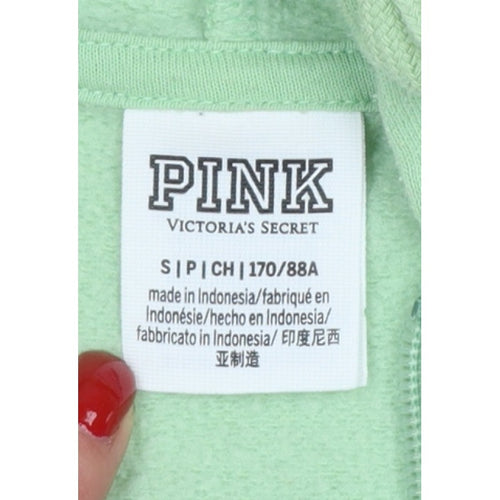 PINK Victoria's Secret Women’s Green S Full Zip Logo Hoodie