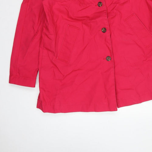 Next Women Pink UK 18 Cotton Mid-Length Trench Coat Buttoned