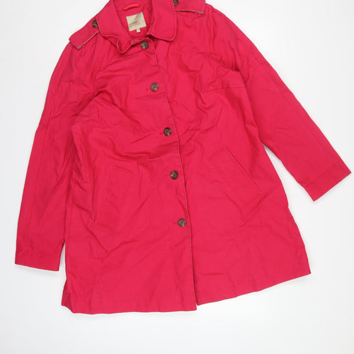 Next Women Pink UK 18 Cotton Mid-Length Trench Coat Buttoned