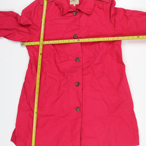 Next Women Pink UK 18 Cotton Mid-Length Trench Coat Buttoned