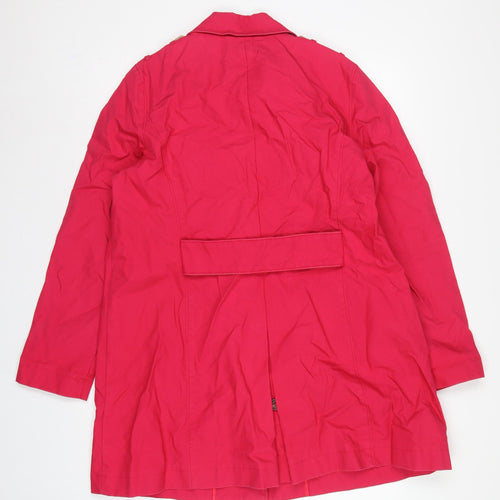 Next Women Pink UK 18 Cotton Mid-Length Trench Coat Buttoned