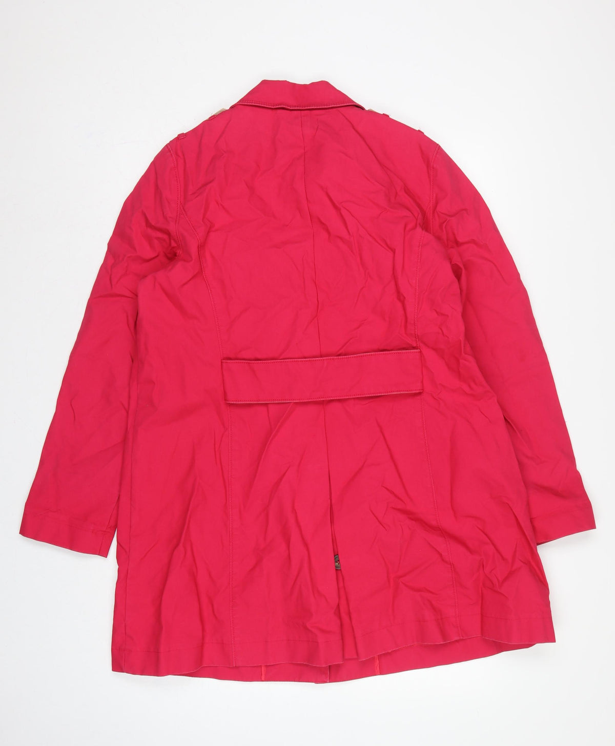 Next Women Pink UK 18 Cotton Mid-Length Trench Coat Buttoned