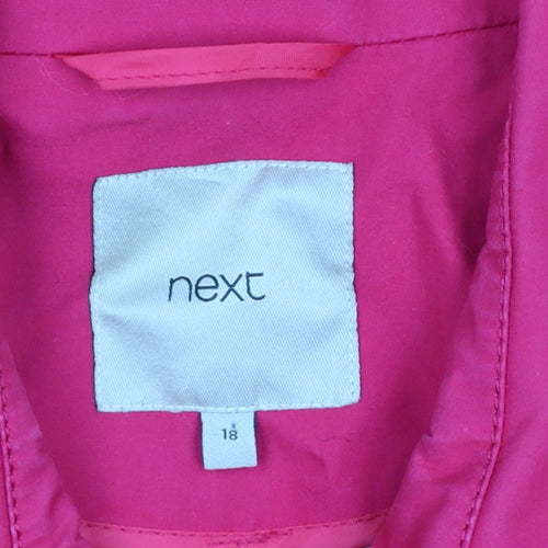 Next Women Pink UK 18 Cotton Mid-Length Trench Coat Buttoned