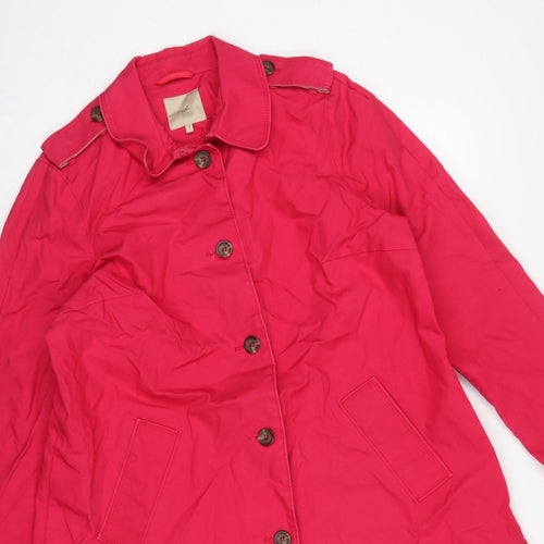 Next Women Pink UK 18 Cotton Mid-Length Trench Coat Buttoned