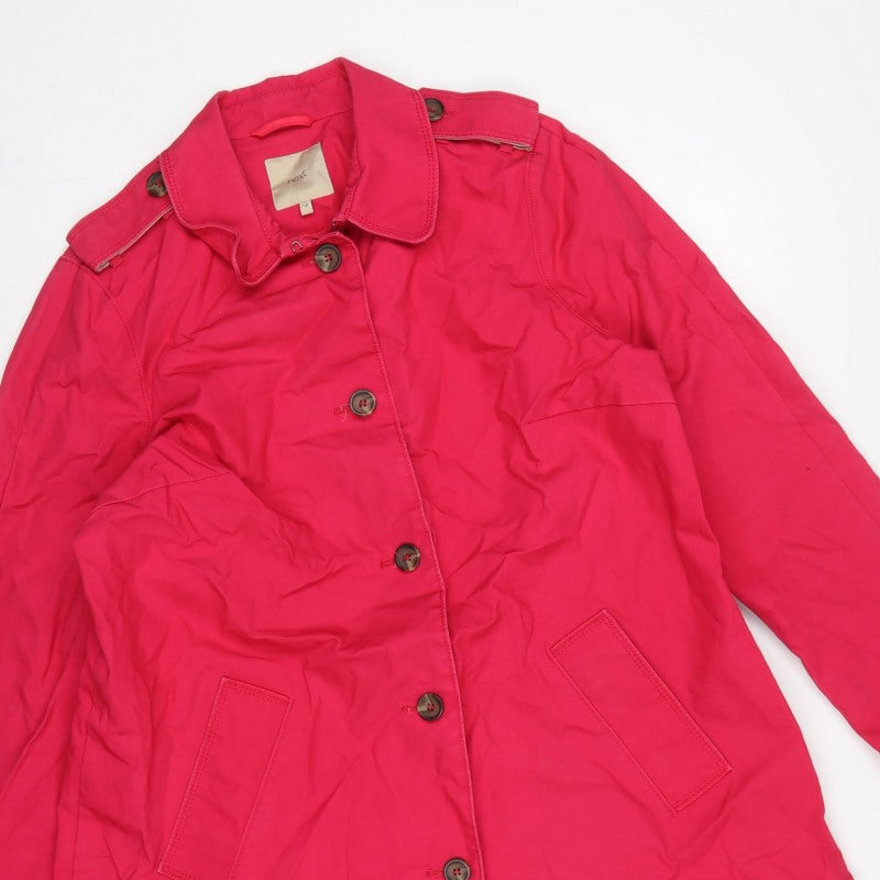 Next Women Pink UK 18 Cotton Mid-Length Trench Coat Buttoned