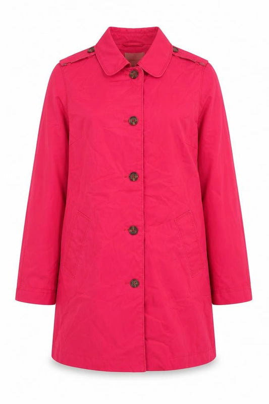 Next Women Pink UK 18 Cotton Mid-Length Trench Coat Buttoned