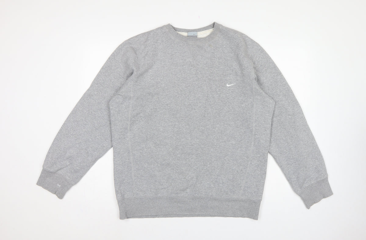 Nike Men’s Grey L Crew Neck Logo Fleece Pullover Sweatshirt