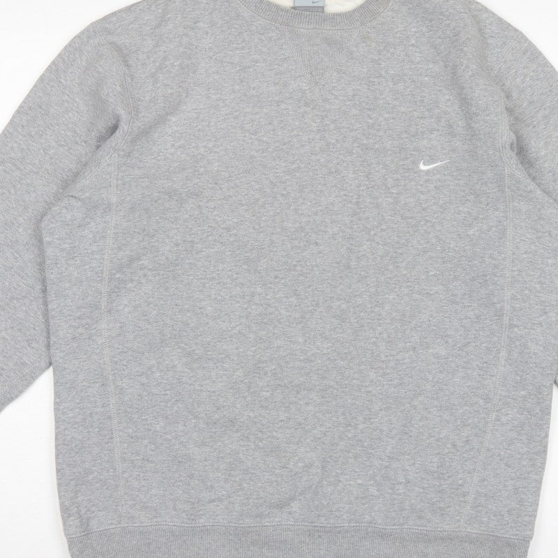 Nike Men’s Grey L Crew Neck Logo Fleece Pullover Sweatshirt