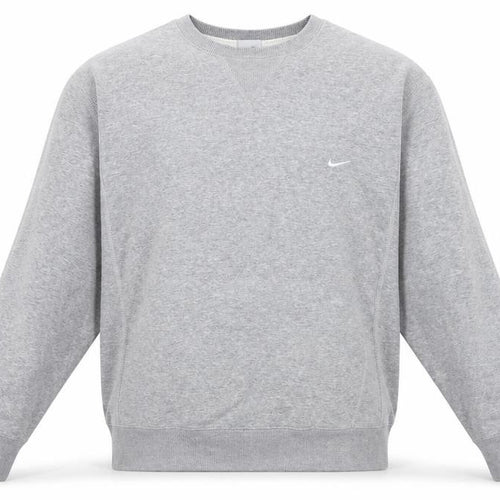 Nike Men’s Grey L Crew Neck Logo Fleece Pullover Sweatshirt