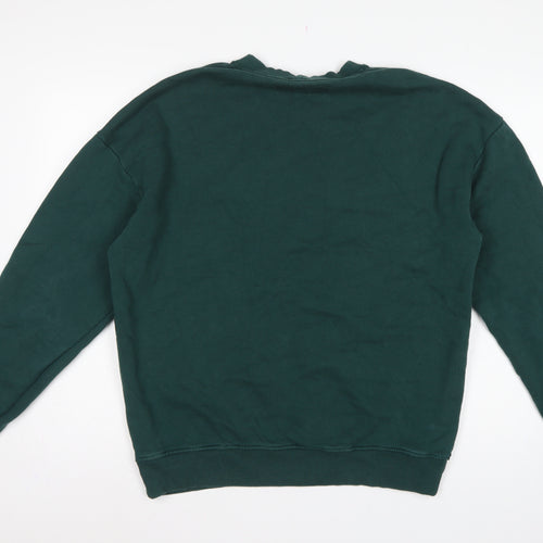 Benetton Men's Green M Crew Neck Embroidered Logo Sweatshirt
