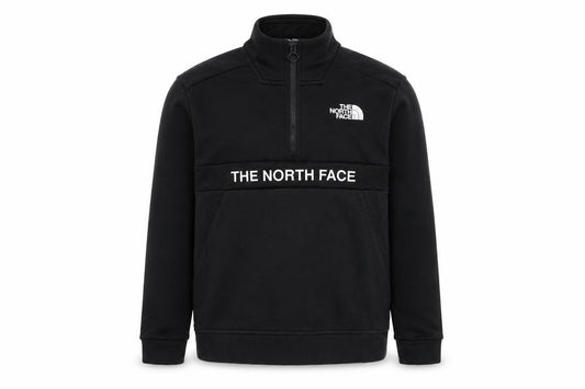 Front view of The North Face boys’ black l 1/4 zip pullover fleece sweatshirt