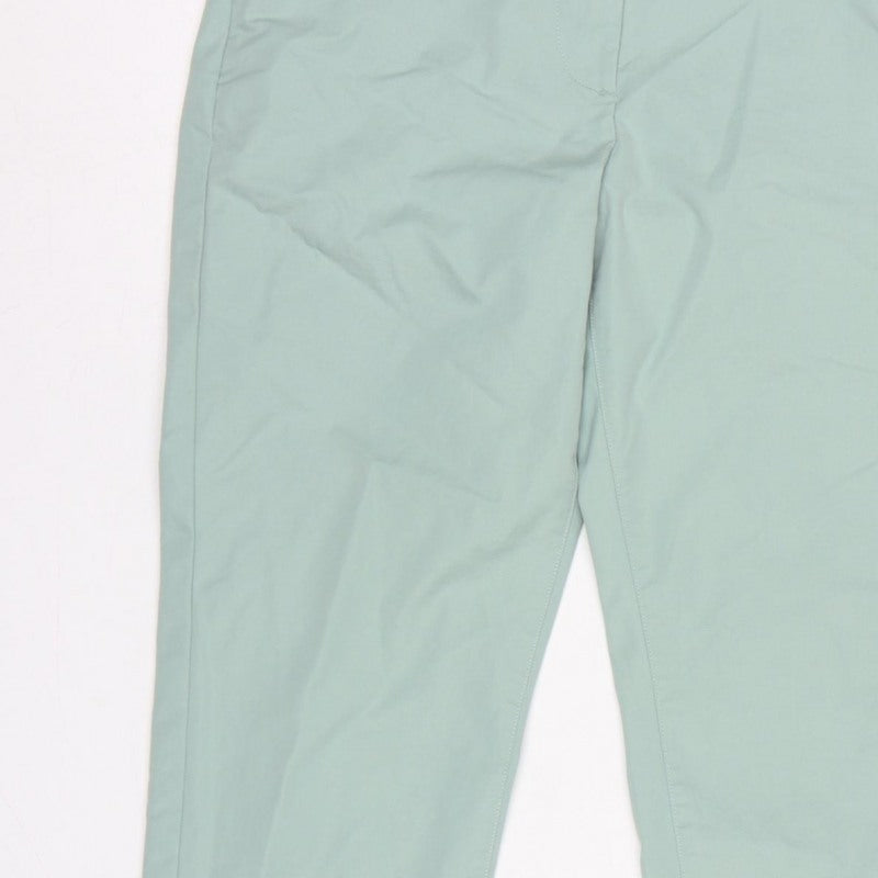 Marks & Spencer Women Green UK 8 High Rise Tapered Trousers