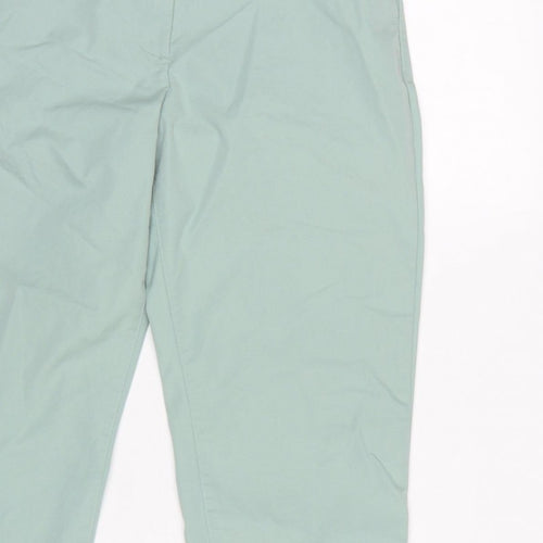 Marks & Spencer Women Green UK 8 High Rise Tapered Trousers