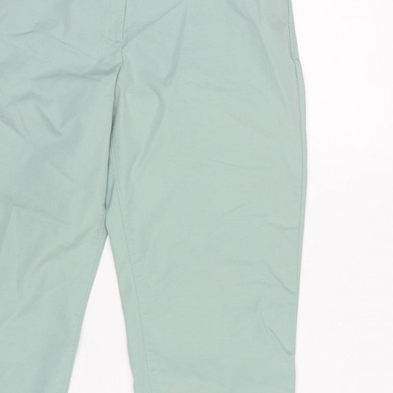 Marks & Spencer Women Green UK 8 High Rise Tapered Trousers