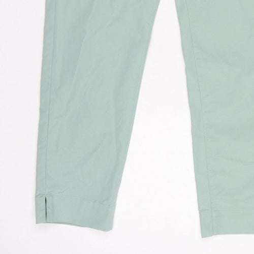 Marks & Spencer Women Green UK 8 High Rise Tapered Trousers