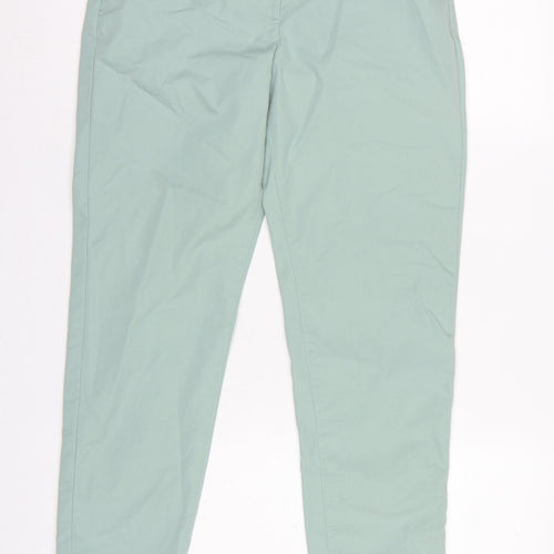 Marks & Spencer Women Green UK 8 High Rise Tapered Trousers