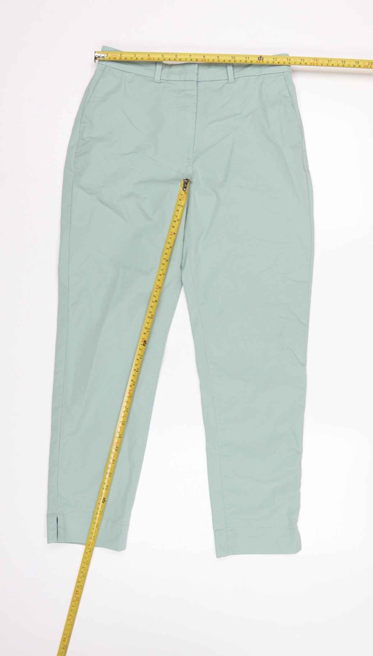 Marks & Spencer Women Green UK 8 High Rise Tapered Trousers