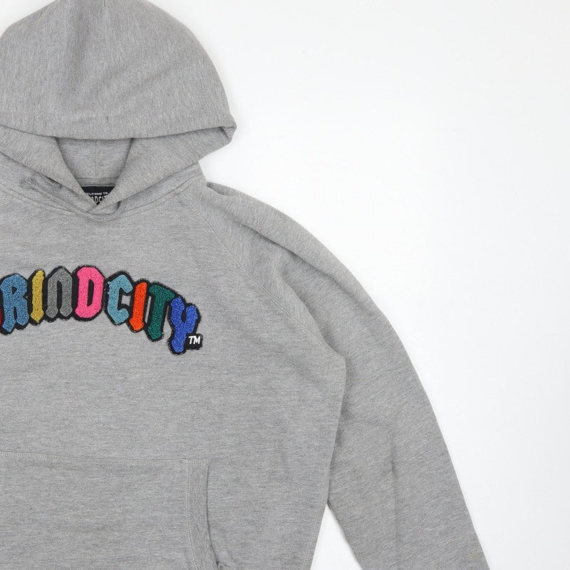 Additional view of Grindcity Men’s Grey Medium Pullover Hoodie Embroidered Logo
