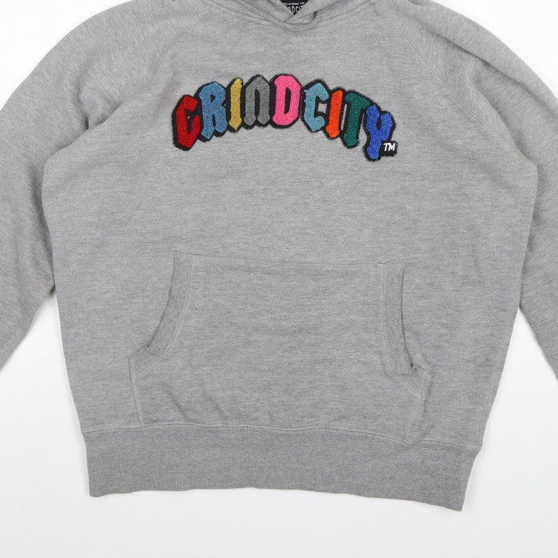 Additional view of Grindcity Men’s Grey Medium Pullover Hoodie Embroidered Logo