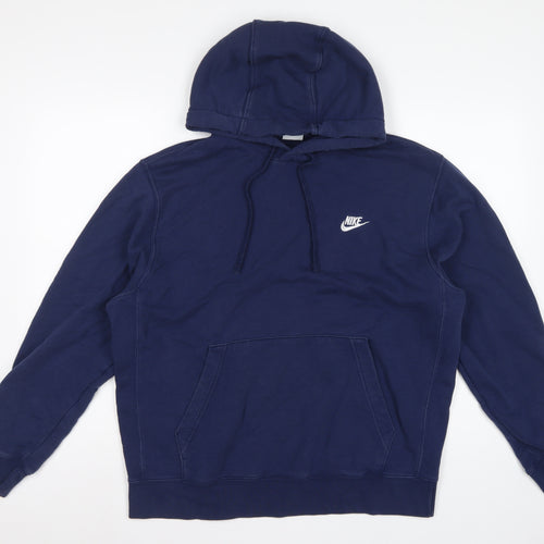 Nike Men’s Blue L Pullover Hoodie Logo Drawstring Pocket